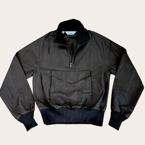 Powderline Vintage Womens XS 1/4 Zip Windbreaker Anorak Bomber Jacket Black